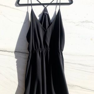 Black Cintched Waist Dress with Pockets